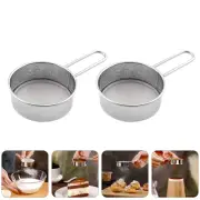 2 Pcs White Sugar Powder Container Stainless Steel Flour Sieve