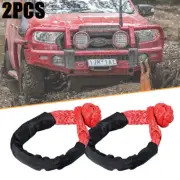 2x 1/2in x 22in Soft Shackle Rope Red Synthetic Towing Recovery Strap 55000LBS