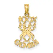 14K Yellow Gold 100% Gemini Zodiac Charm