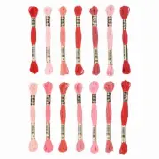 14 Skeins Embroidery Floss, Polyester Threads Multicolored Red Pink