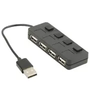 2 Pcs 4 Ports Usb 2.0 Hub With 4 Switch(Black)