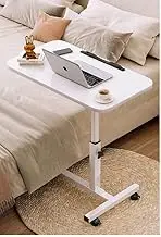 Mobile Standing Desk, Liftable Overbed Table, Adjustable with Four Rolling Lockable Wheels, Movable Bedside Table Hospital and Home Use