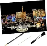 Diy Scratch Picture Night Veiw Scratching Drawing Scraping Painting Decorative Scratch Paper Crafts for Boys and Girls Adults