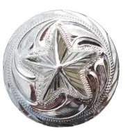 1'' Hand engraved Silver Star Concho # T279