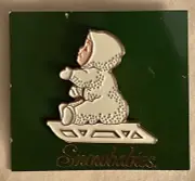 SALE Vintage 1993 Snowbabies Dept 56 Sled Toboggan Tack Lapel Pin Mint Condition