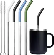 Mollcity Replacement Straw Fit for 6 oz, 8 oz, 10 oz, 12 oz Tumbler-4-Pack Tumbler Straws Short Stainless Steel Straws with Silicone Tips, BPA Free