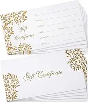 50 Pieces Blank Gift Certificate Cards Gift Certificate Vouchers, 3.5 x 7 Inch Coupon Cards for Business, Beauty Salon, Restaurant, Wedding Bridal, Christmas, Birthday