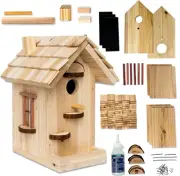 Outdoor Crafting Adventure: Real Wood Birdhouse Kit - Perfect Gift for Crafters