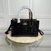 COACH Nina Small Tote Bag Signature Patent leather Black CV400 Outlet New Enamel