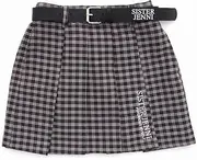 [SISTER JENNI] ] Casual Pants with Belt Checkered Pleated Skirt for Girls