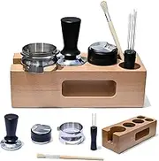 6 in 1 Espresso Tamping Station Set, 54mm Espresso Tamper/Coffee Distributor/Dosing Funnel/Espresso Stirrer with Cleaning Brush, Barista Espresso Kit