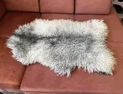 GOTLAND Grey White Sheepskin Rug/ REAL GOTLAND Sheepskin Rug Seat Cover Throw