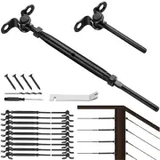 10 Pack 1/8" Black Cable Railing Kit - 180 Adjustable Angle Swage Toggle Turn...