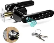 Smart Lock, Tuya Electronic Lock Digital Biometric Smart Fingerprint Reader Door Lock Handle Security Password Door knob Lock for HomeC001,for Bedroom Hotel Office Apartment(C002 siliver) FANDIAO