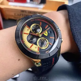 【Ferrari 法拉利】FERRARI手錶型號FE00042(黑金色錶面黑錶殼深黑色矽膠錶帶款)