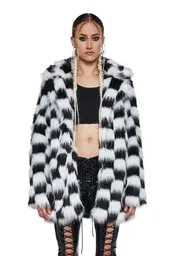 [Current Mood] Checkered Recipe For Disaster Faux Fur Coat
