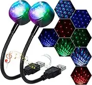 LuxLumin Car Roof Lights, USB Star Projector Night Light, Adjustable Interior Lights, Portable LED Lights 4 Colors& 9 Functional Modes Star Lights for Decor,Ceiling, Bedroom,Party,2 Packs
