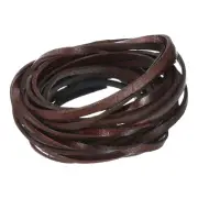 5.5 Yard 4mm Vintage Flat Leather Cord, Leather Strips for DIY Crafts Coffee