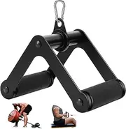 Double D Row Handle LAT Pulldown Attachments, T Bar Row Attachment ,1.3 Inch Diameter Big Comfort Rubber Grip V Bar Attachmentt for Cable Machine Home Gym Accessory