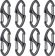 [Winsyison] 8pcs Zipper Anti Theft Clips, Zinc Alloy S Zipper Pull Locks, Mini Dual Spring Carabiner Snap Hook for Outdoor Camping Hiking Fishing Traveling Suitcase Luggage Backpacks- Black