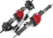 Upgrade Front Rear Axles Set for SCX10 II 90046 90047 90059 90060 1/10 Axial RC Rock Crawler Car Metal Straight Complete Axle Fr&on&t and Rear Axle Bridge Shaft Complete Set(Front and Rear)