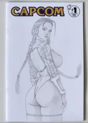 CAPCOM #1 BLANK SKETCH COVER DRAWN AND SIGNED PENCIL ART ON COVER STREET FIGHTER
