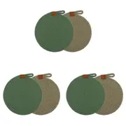 3x 2pc Ladelle Nash Premium Heat-Resistant Trivets Mats Non-Slip Holders Green