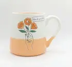 Orange Flowers Hand-painted Coffee Tea Mug Cup 18 Oz Ceramic Floral Design