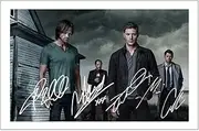 Jensen Ackles, Misha Collins, Mark Sheppard & Jared Padalecki Signed 12x8 Inch Photo Print Pre Printed Signature - Supernatural - Autograph Gift