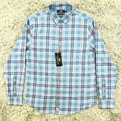 Vineyard Vines Shirt Mens M Crocus NWT Slim Fit Murray Ocean Walk Plaid MSRP $98