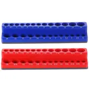2pcs Magnetic Socket Organizer 1/4" Drive Metric SAE Socket Tray, Red Blue
