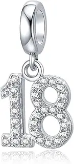 [SOUKISS] 16 18 21 30 40 50 60 Birthday Number Charms 925 Sterling Silver Lucky Celebration Number Charms Fits Pandora European Bracelet