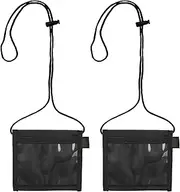 [ZAHD] Pack of 2 Wallet, Neck Pouch, Travel Purse, Shoulder Bag, Purse for Hanging, Wallet with Viewing Window, Soft Neck Pouch for Travel, Unisex, for Cashier, Bus Card, Student ID, Black