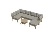 Livsip 7 Piece Outdoor Sofa Set 6-Seater Lounge Setting Garden Table Chairs Grey