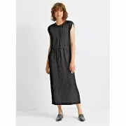 Club Monaco Pleated Dress Maxi Black Drawstring Waist Sleeveless Kaftan sz.2 NWT