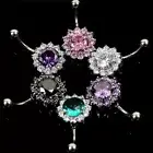 Stainless Steel Bar Belly Navel Ring Crystal Flower Body Piercing Women J.v$