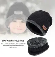 VBIGER Kids Winter Hat and Scarf Set Black Gray Rim