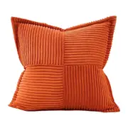 Corduroy Pillow Covers with Splicing Soft Striped Textured Christmas Throw Pillow Cases-Orange