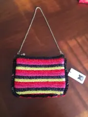 M MISSONI "RAFFIA" MULTICOLOR CHAIN STRAP SUMMER BAG PURSE