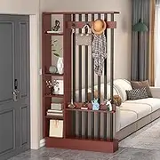 Modern Wall Room Divider, Freestanding Wood Room Divider Screen with Shelf Display Stand, Entryway Partition Separator, Privacy Screens Room Partition for Home Office(Brown+Black,L120cm/47.2