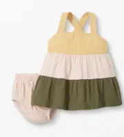 Baby Colorblock Dress & Bloomer Set In Cotton Muslin