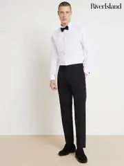 River Island White Dinner Shirt and Bow Tie Set (AP9645) | $81