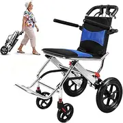 Adult Wheelchairs, Ultra Lightweight Folding Wheelchair, Aluminium Alloy Portable Transport Wheelchair Trolleys for Elderly Aircraft Travel