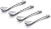 TSET152 Set of 4 Small Traditional Porcelain Salt, Condiment and Spice Spoons (1