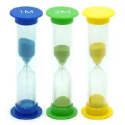 Sand Timer for Kids Set of 3 Small Colorful Hourglass Acrylic Covered Clock 1...