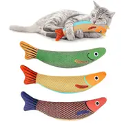Catnip Toy,Cat Toy Cat Pillow Cat Plush Fish Toy, 3PCS Cat Chew Toys, Bite Resistant Catnip Toys, Plush Cartoon Kitten Teething Interactive Toy