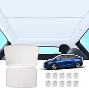 Sunshade Roof for Tesla Model Y 2021-2024, Sag-Free Sun Block Roof Shade for Tesla Model Y Sun Visor UV Rays Protection Window Covers, Retractable Sunshade Heat Insulation Car Roof Shield