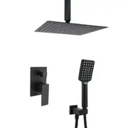 Matt Black Square 8/10/12/16" Ceiling Shower & Handheld Head Diverter 2in1 Combo