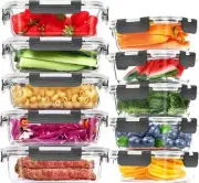 10-Pack Glass Meal Prep Containers, Food Storage Containers with Snap Locking...