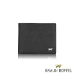 【BRAUN BUFFEL 德國小金牛】台灣總代理 瓦拉頓 8卡中翻零錢袋皮夾-黑色(BF397-318-BK)